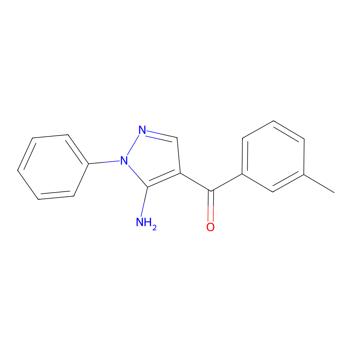 (5-Amino-1-phenyl-1H-pyrazol-4-YL)(3-methylphenyl)methanone molecular structure, CAS 618091-07-9