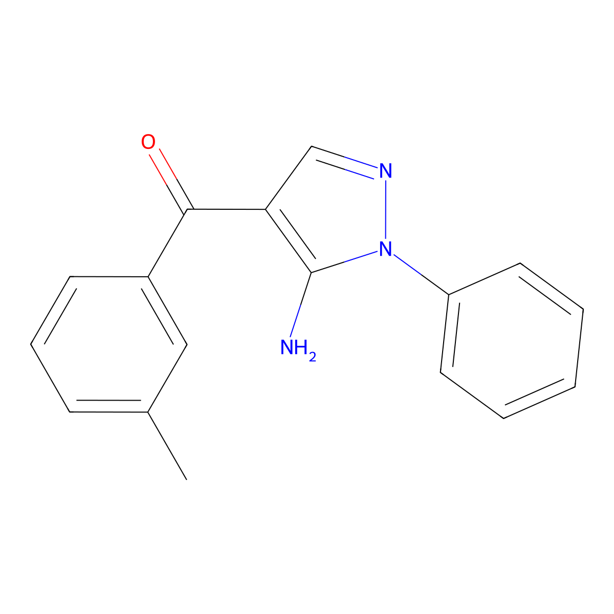 (5-Amino-1-phenyl-1H-pyrazol-4-YL)(3-methylphenyl)methanone molecular structure, CAS 618091-07-9
