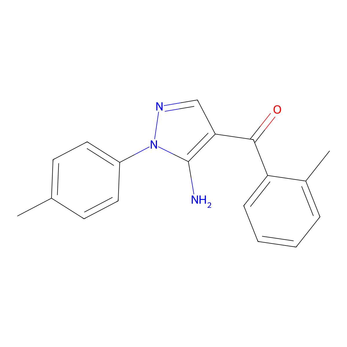 (5-Amino-1-(4-methylphenyl)-1H-pyrazol-4-YL)(2-methylphenyl)methanone molecular structure, CAS 618091-15-9