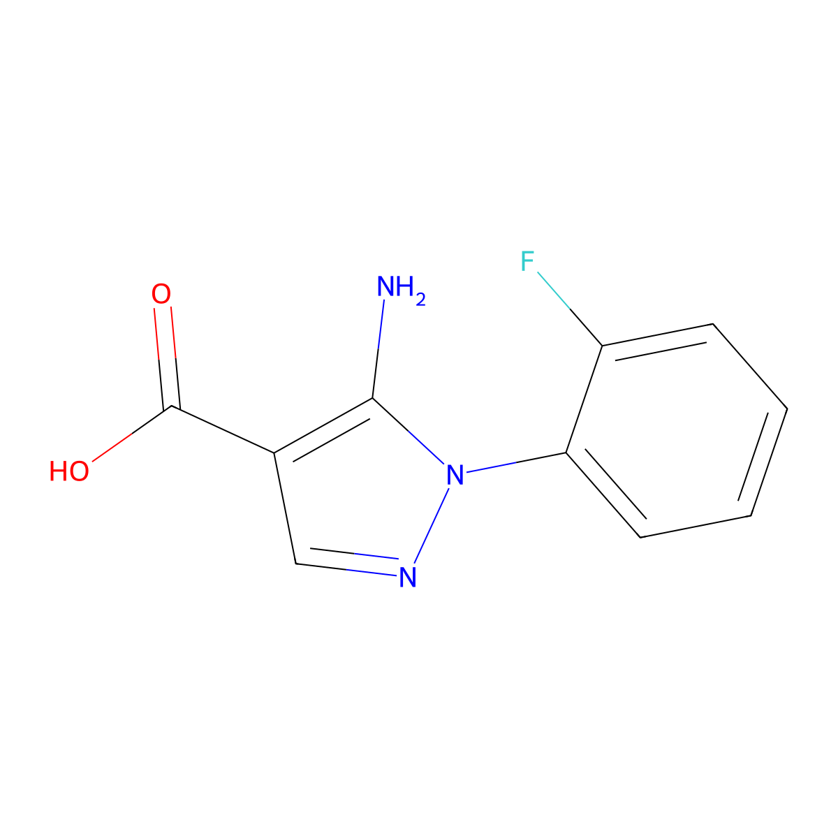 5-amino-1-(2-fluorophenyl)-1H-pyrazole-4-carboxylic acid molecular structure, CAS 618091-61-5