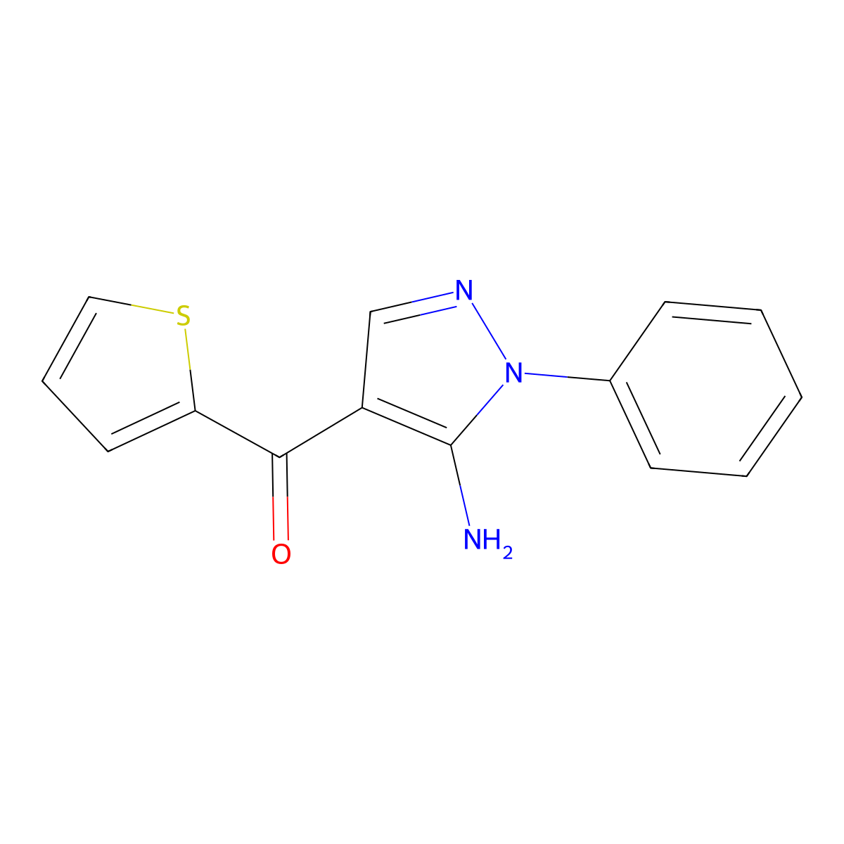 (5-Amino-1-phenyl-1H-pyrazol-4-YL)(2-thienyl)methanone molecular structure, CAS 618091-64-8