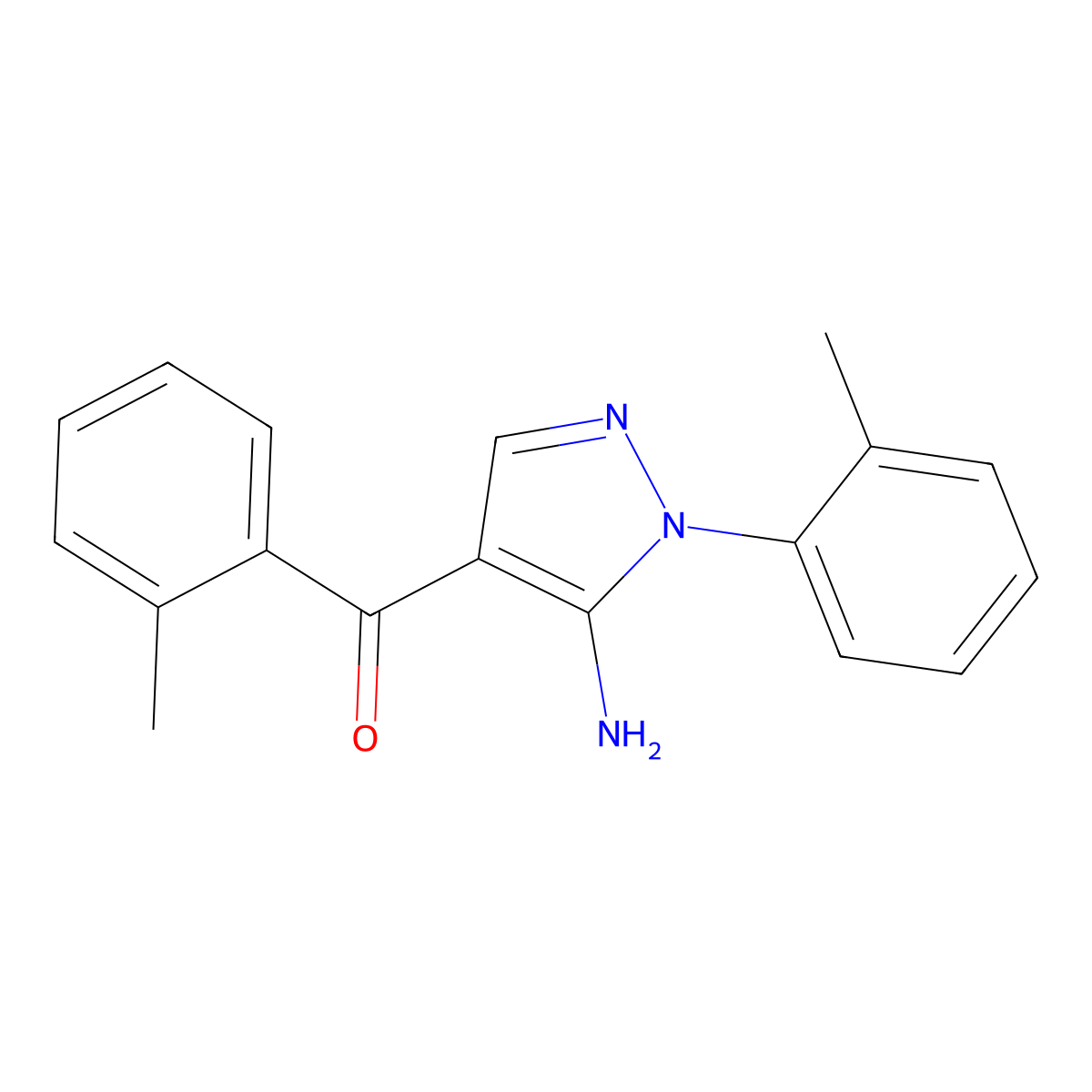(5-Amino-1-(2-methylphenyl)-1H-pyrazol-4-YL)(2-methylphenyl)methanone molecular structure, CAS 618091-75-1