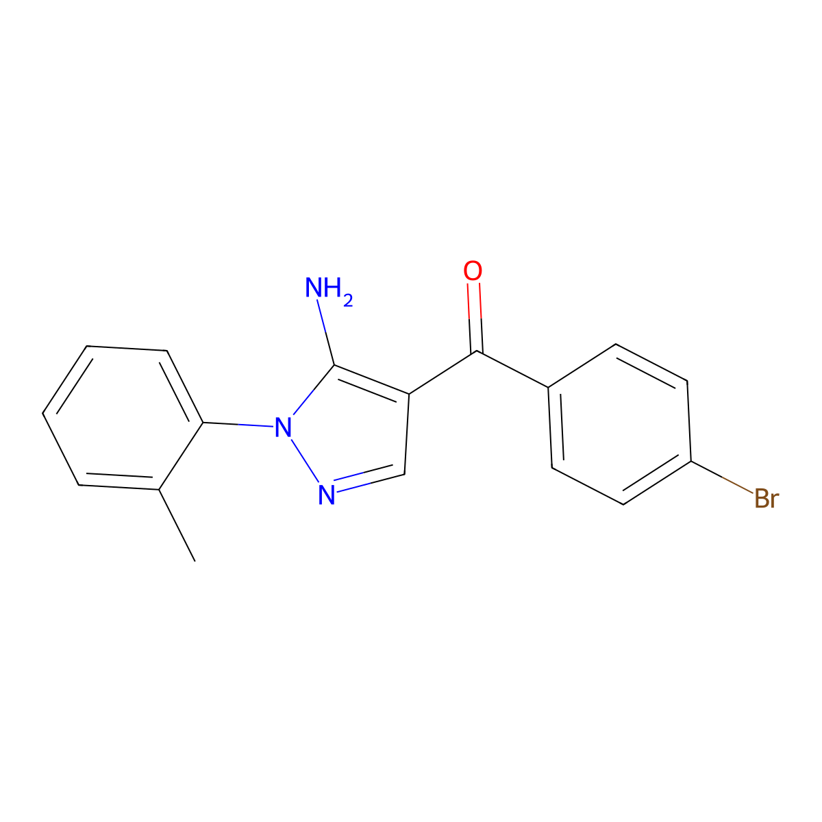 (5-Amino-1-(2-methylphenyl)-1H-pyrazol-4-YL)(4-bromophenyl)methanone molecular structure, CAS 618091-78-4