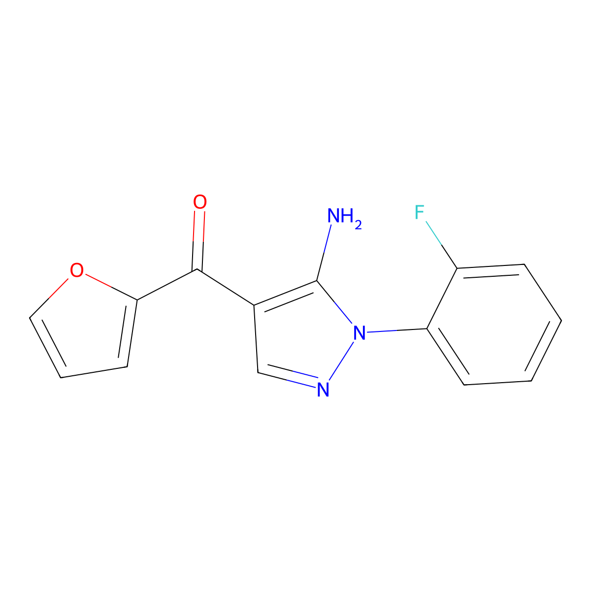 (5-Amino-1-(2-fluorophenyl)-1H-pyrazol-4-YL)(2-furyl)methanone molecular structure, CAS 618091-88-6