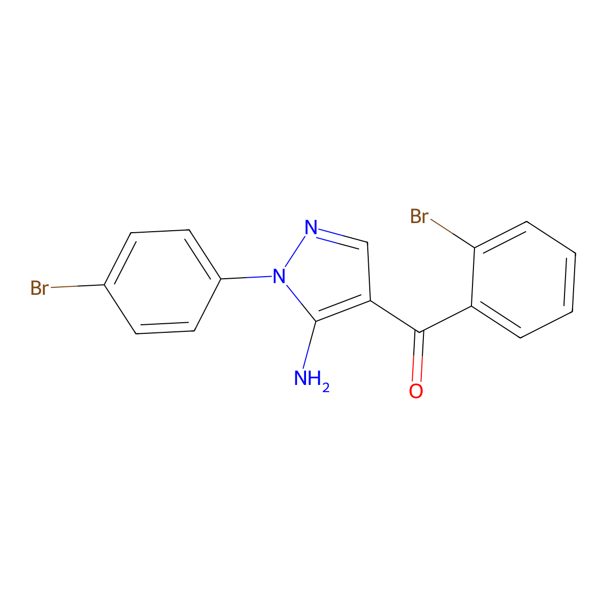 (5-Amino-1-(4-bromophenyl)-1H-pyrazol-4-YL)(2-bromophenyl)methanone molecular structure, CAS 618091-96-6