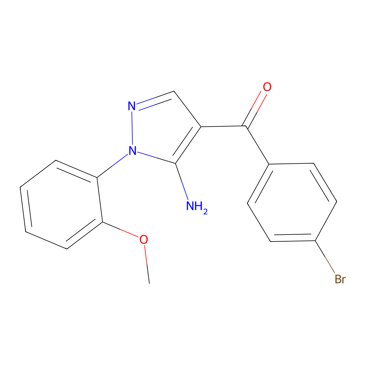 (5-Amino-1-(2-methoxyphenyl)-1H-pyrazol-4-YL)(4-bromophenyl)methanone molecular structure, CAS 618092-04-9
