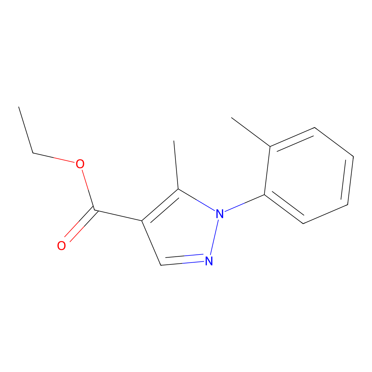 Ethyl 5-methyl-1-(o-tolyl)-1H-pyrazole-4-carboxylate molecular structure, CAS 618092-36-7