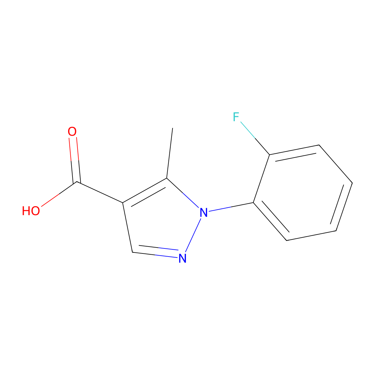 1-(2-fluorophenyl)-5-methyl-1H-pyrazole-4-carboxylic acid molecular structure, CAS 618092-40-3