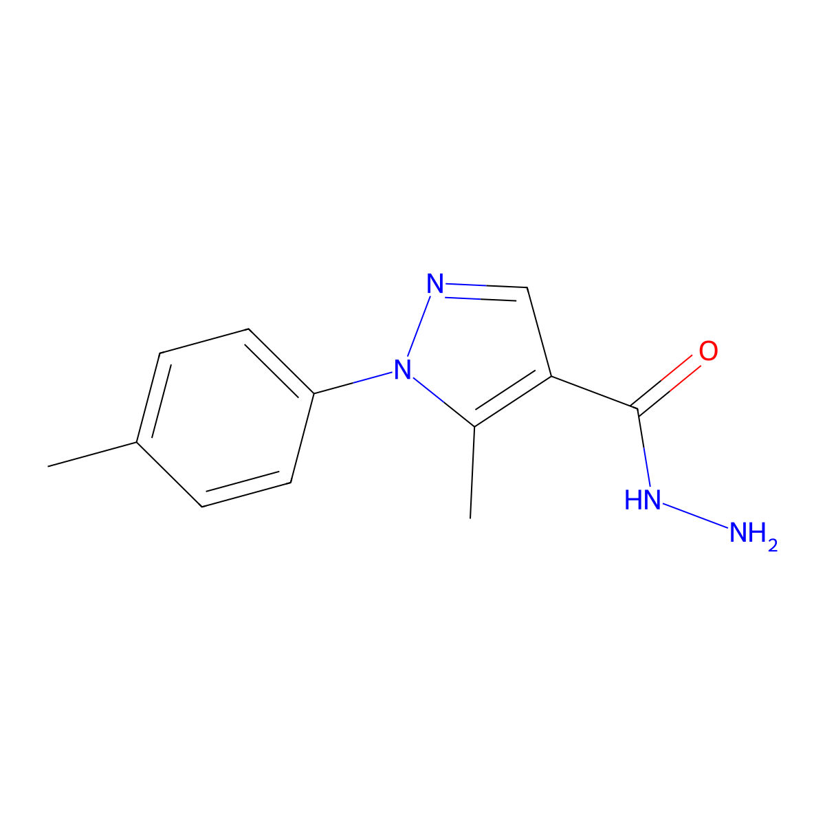 5-Methyl-1-(4-methylphenyl)-1H-pyrazole-4-carbohydrazide molecular structure, CAS 618092-44-7
