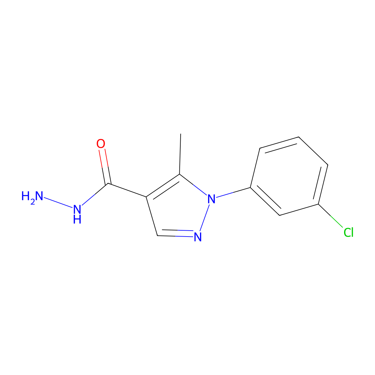 1-(3-Chlorophenyl)-5-methyl-1H-pyrazole-4-carbohydrazide molecular structure, CAS 618092-52-7