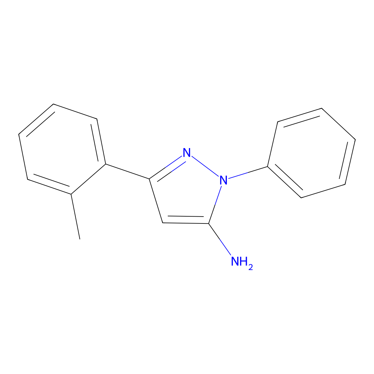 3-(2-Methylphenyl)-1-phenyl-1H-pyrazol-5-ylamine molecular structure, CAS 618092-66-3