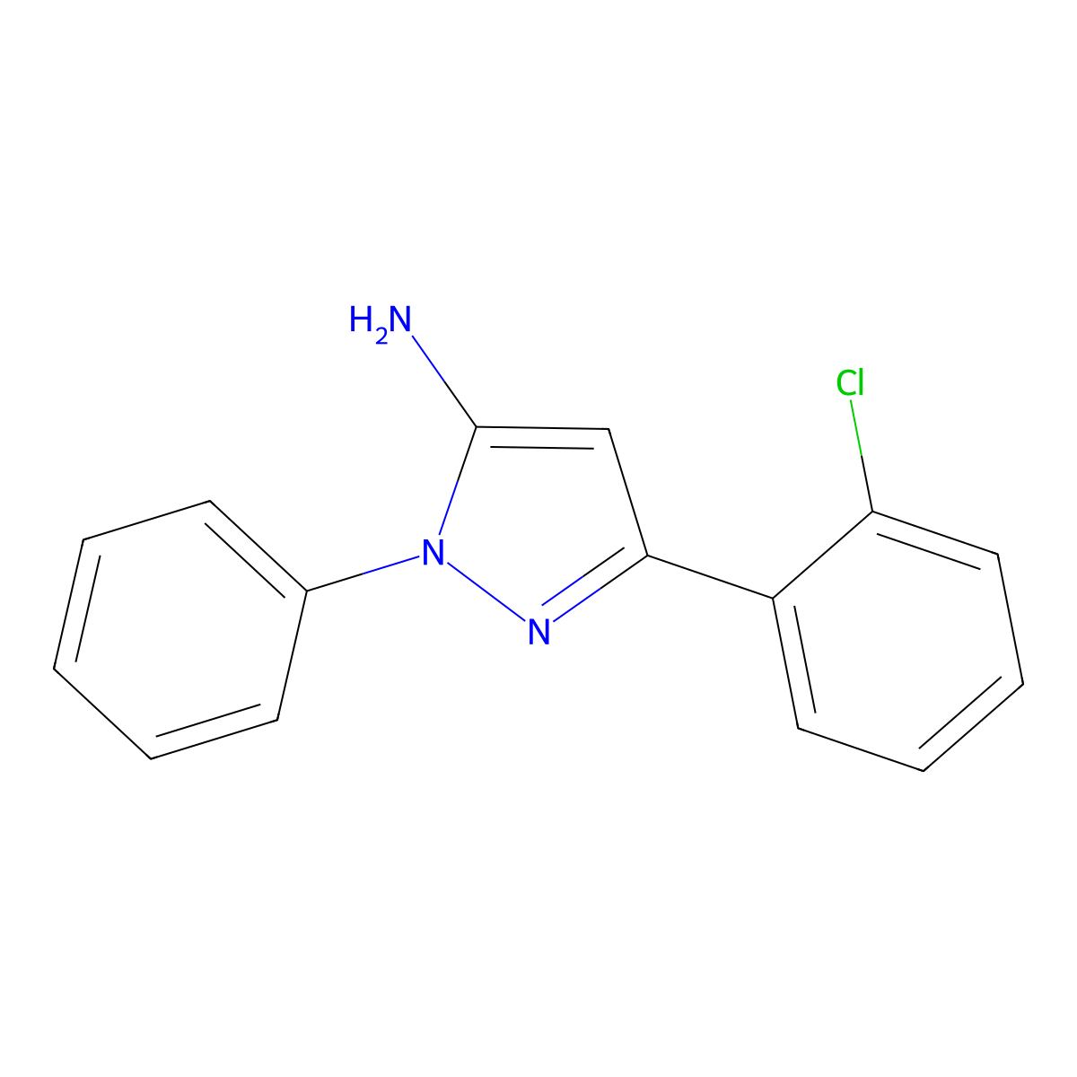 3-(2-Chlorophenyl)-1-phenyl-1H-pyrazol-5-ylamine molecular structure, CAS 618092-68-5