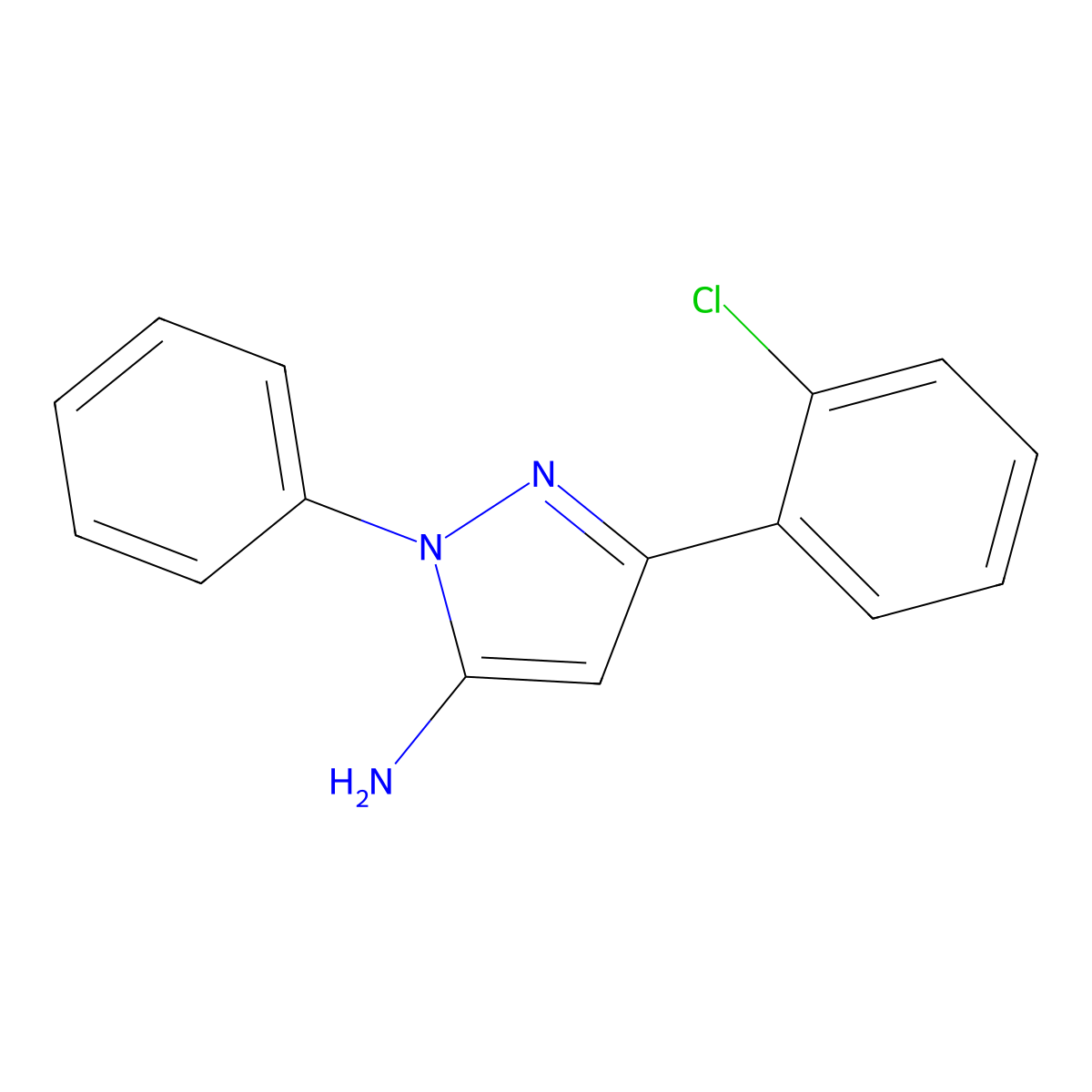 3-(2-Chlorophenyl)-1-phenyl-1H-pyrazol-5-ylamine molecular structure, CAS 618092-68-5