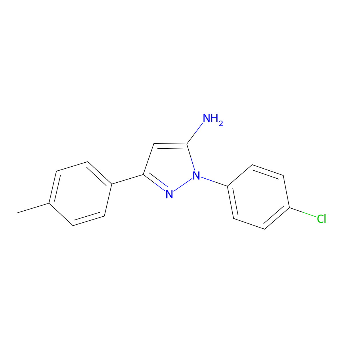 1-(4-Chlorophenyl)-3-(4-methylphenyl)-1H-pyrazol-5-amine molecular structure, CAS 618092-70-9