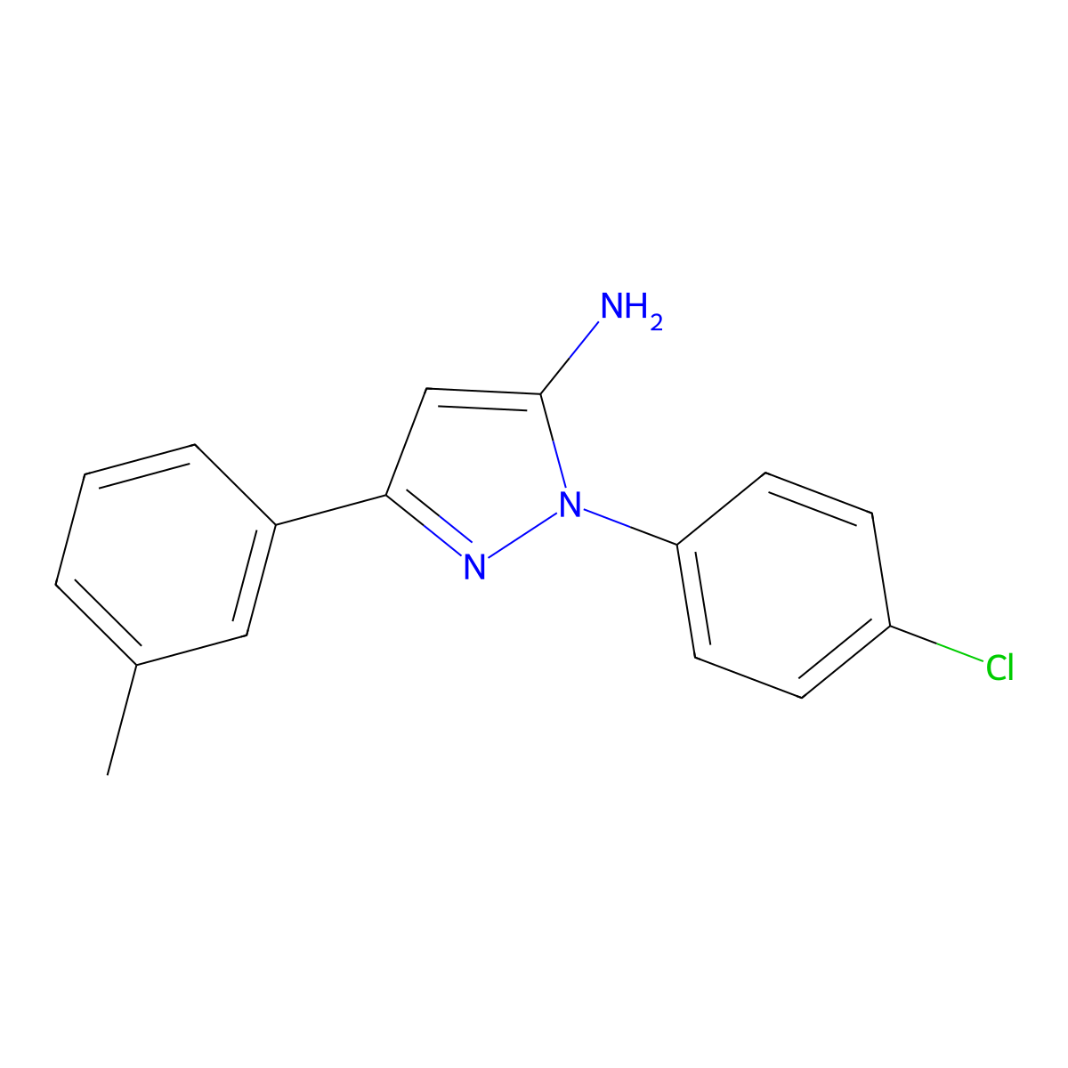 1-(4-Chlorophenyl)-3-(3-methylphenyl)-1H-pyrazol-5-amine molecular structure, CAS 618092-76-5
