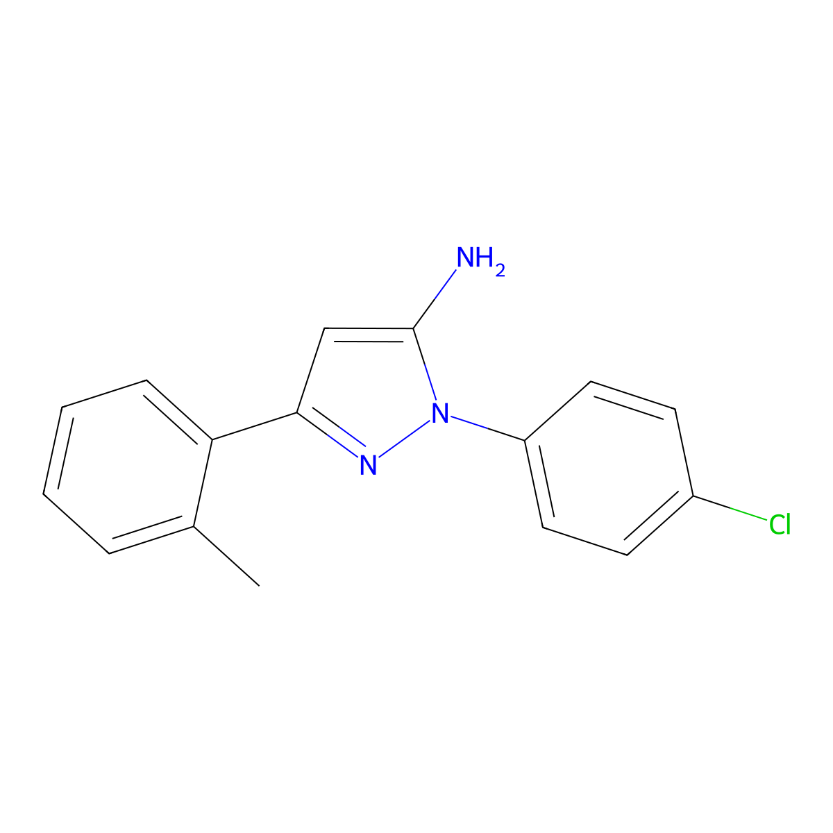1-(4-Chlorophenyl)-3-(2-methylphenyl)-1H-pyrazol-5-amine molecular structure, CAS 618092-78-7