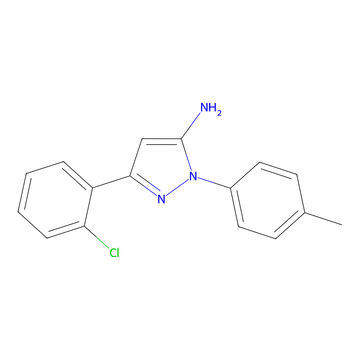 3-(2-Chlorophenyl)-1-(4-methylphenyl)-1H-pyrazol-5-amine molecular structure, CAS 618092-92-5