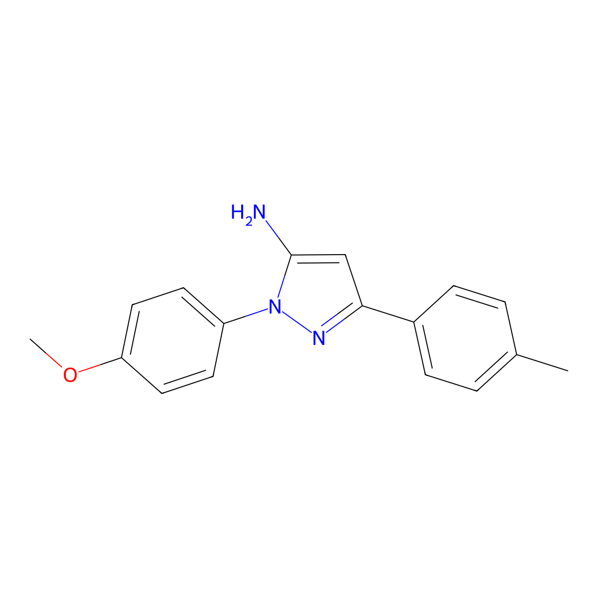 1-(4-Methoxyphenyl)-3-(4-methylphenyl)-1H-pyrazole-5-amine molecular structure, CAS 618092-94-7