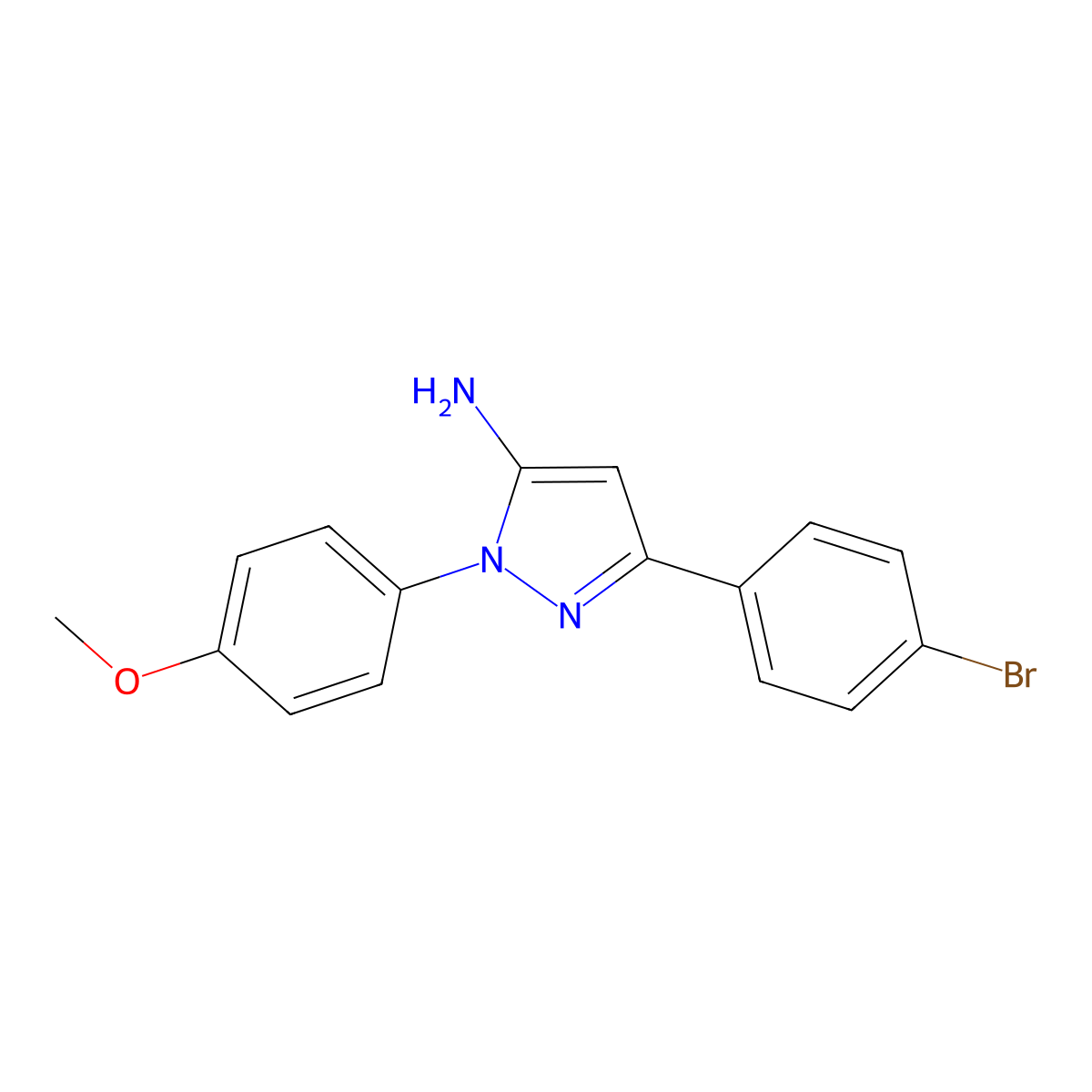 3-(4-Bromophenyl)-1-(4-methoxyphenyl)-1H-pyrazol-5-amine molecular structure, CAS 618098-07-0