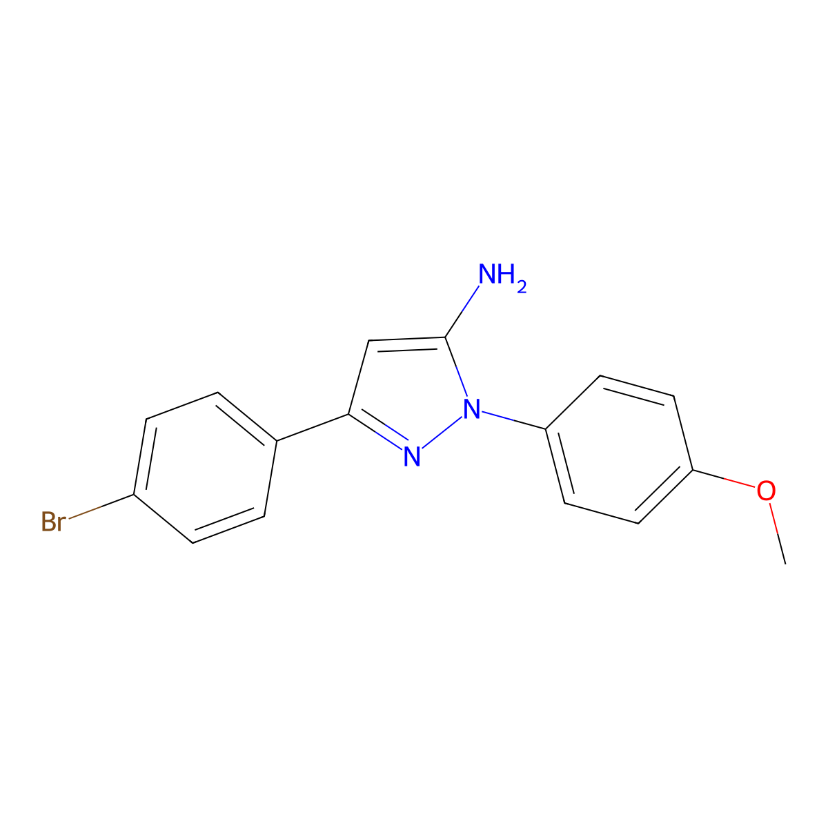 3-(4-Bromophenyl)-1-(4-methoxyphenyl)-1H-pyrazol-5-amine molecular structure, CAS 618098-07-0