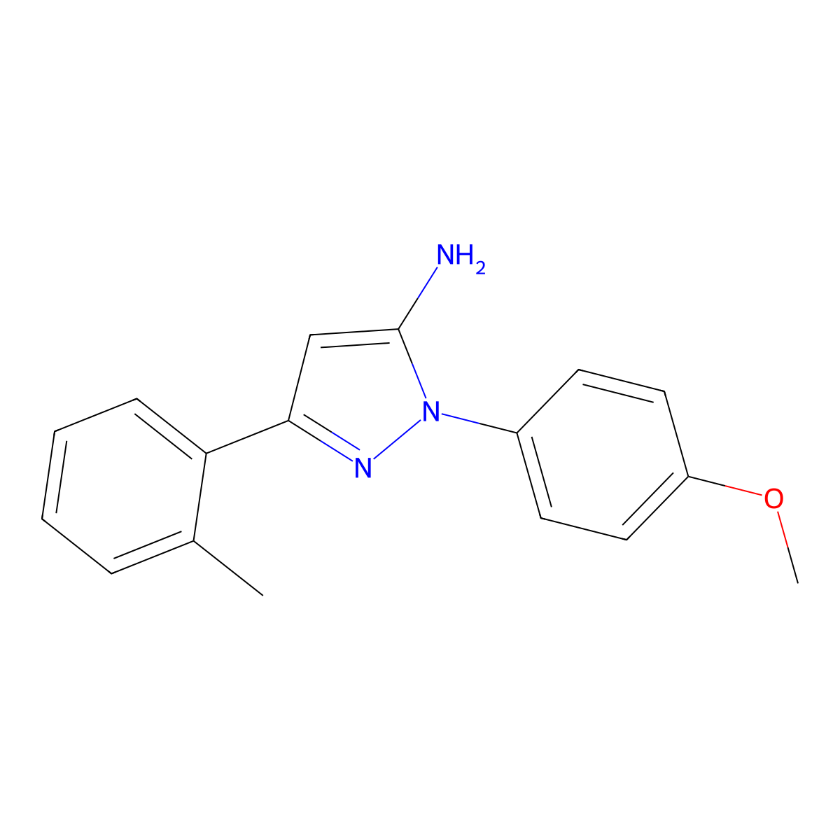 1-(4-Methoxyphenyl)-3-(2-methylphenyl)-1H-pyrazol-5-amine molecular structure, CAS 618098-11-6