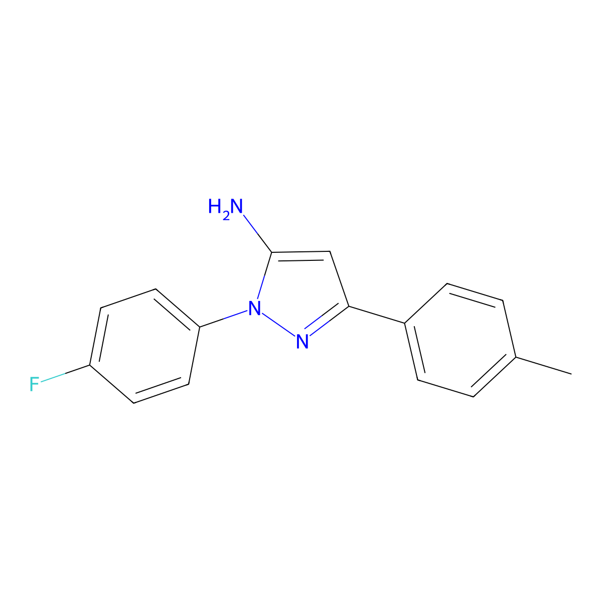 1-(4-Fluorophenyl)-3-(4-methylphenyl)-1H-pyrazol-5-amine molecular structure, CAS 618098-12-7