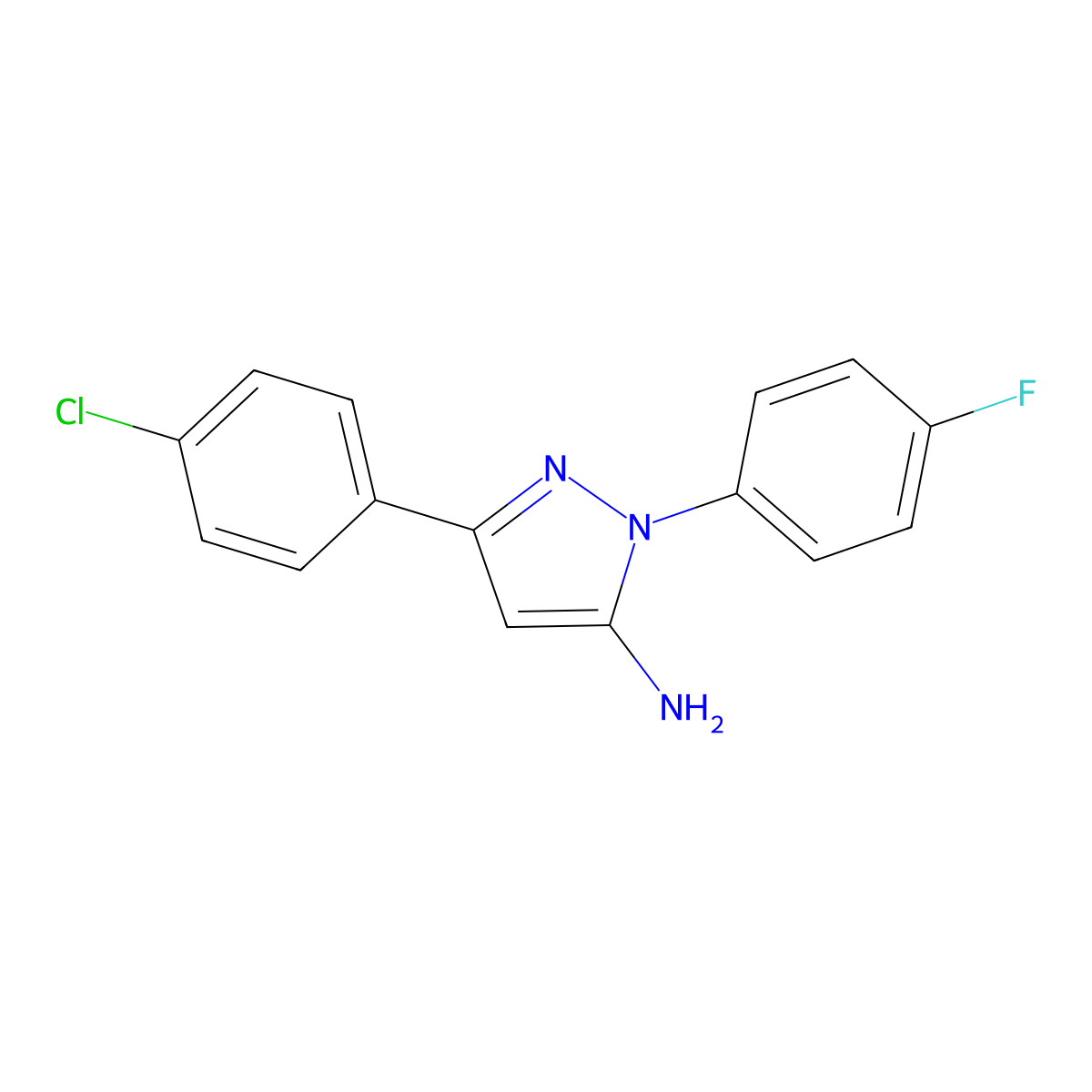 3-(4-Chlorophenyl)-1-(4-fluorophenyl)-1H-pyrazol-5-amine molecular structure, CAS 618098-13-8