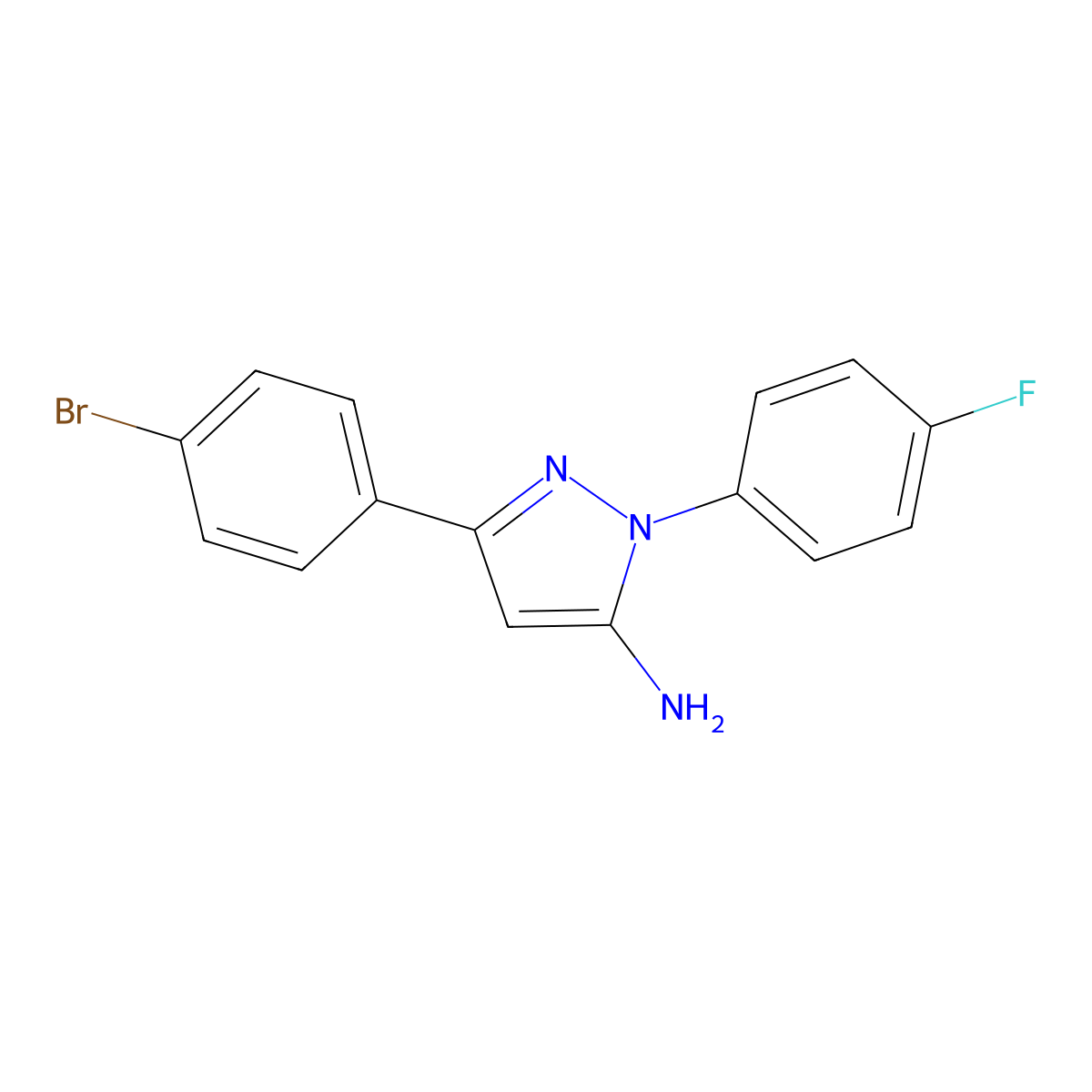 3-(4-Bromophenyl)-1-(4-fluorophenyl)-1H-pyrazol-5-amine molecular structure, CAS 618098-14-9