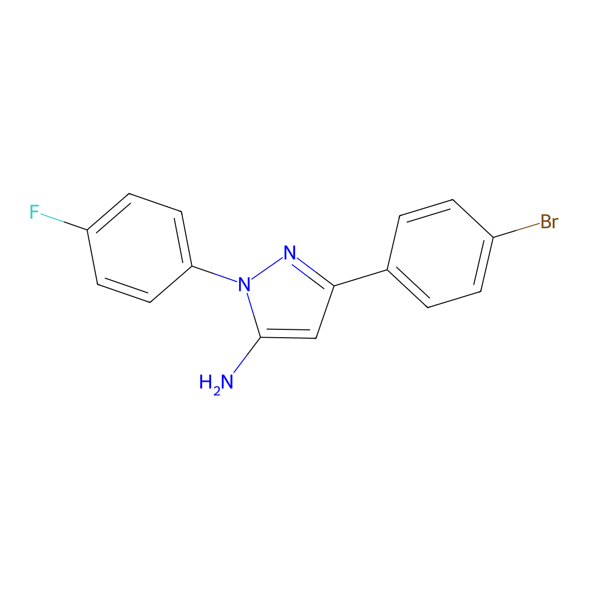 3-(4-Bromophenyl)-1-(4-fluorophenyl)-1H-pyrazol-5-amine molecular structure, CAS 618098-14-9