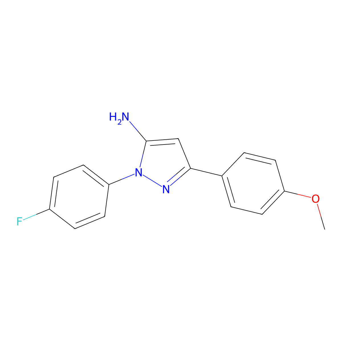 1-(4-Fluorophenyl)-3-(4-methoxyphenyl)-1H-pyrazol-5-amine molecular structure, CAS 618098-15-0