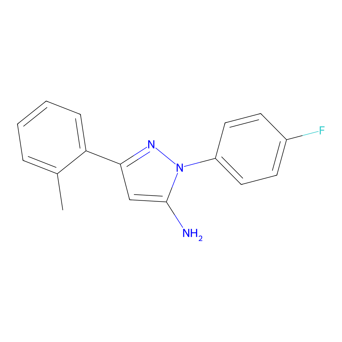 1-(4-Fluorophenyl)-3-(2-methylphenyl)-1H-pyrazol-5-amine molecular structure, CAS 618098-18-3