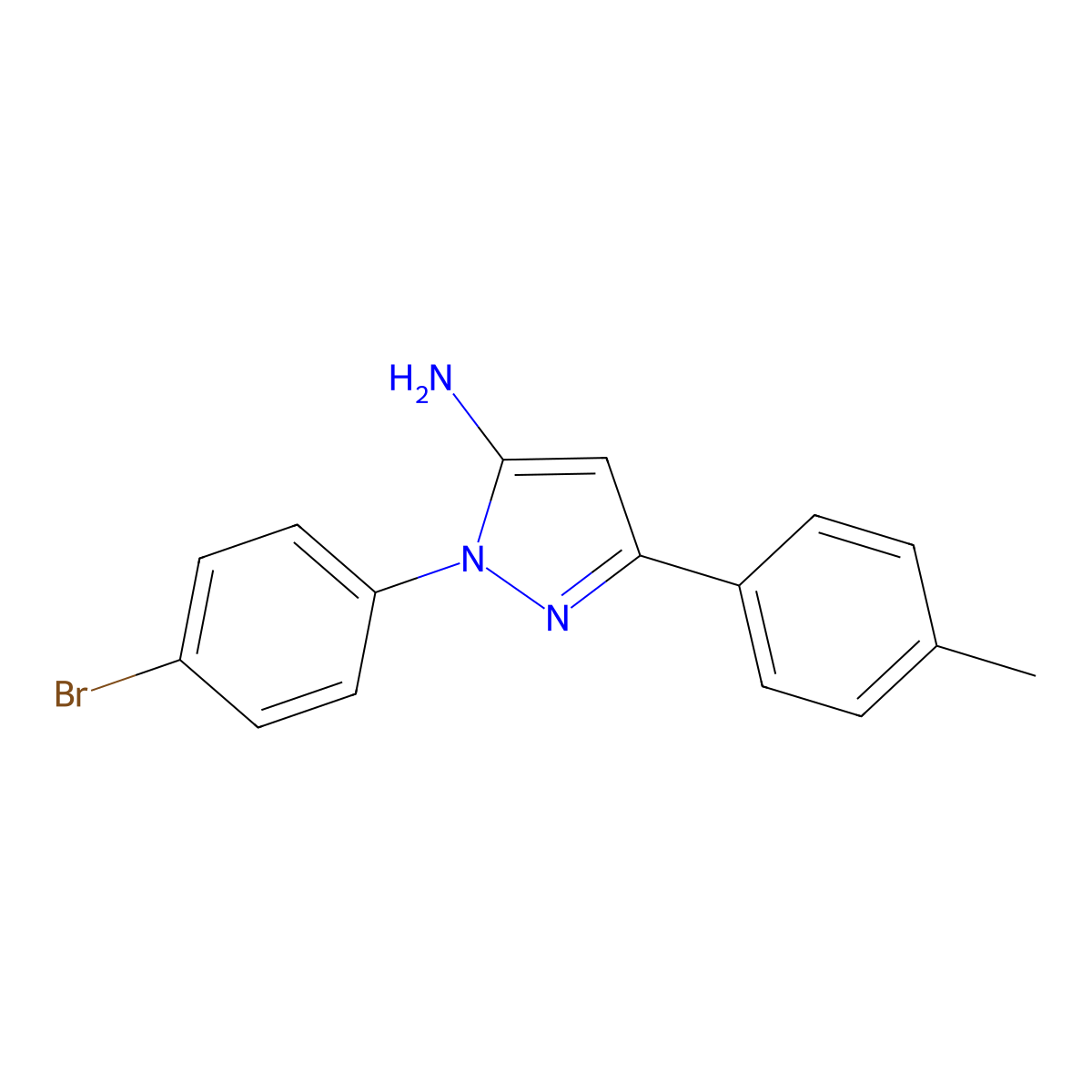 1-(4-Bromophenyl)-3-(4-methylphenyl)-1H-pyrazol-5-amine molecular structure, CAS 618098-19-4