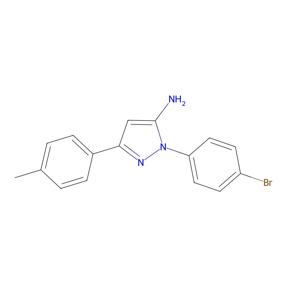 1-(4-Bromophenyl)-3-(4-methylphenyl)-1H-pyrazol-5-amine molecular structure, CAS 618098-19-4