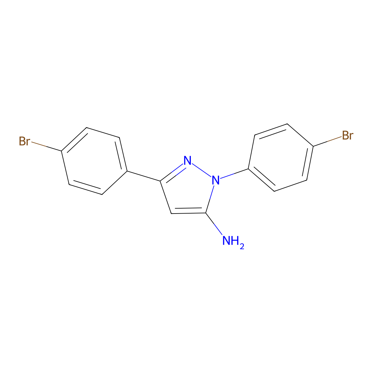 1,3-Bis(4-bromophenyl)-1H-pyrazol-5-ylamine molecular structure, CAS 618098-21-8