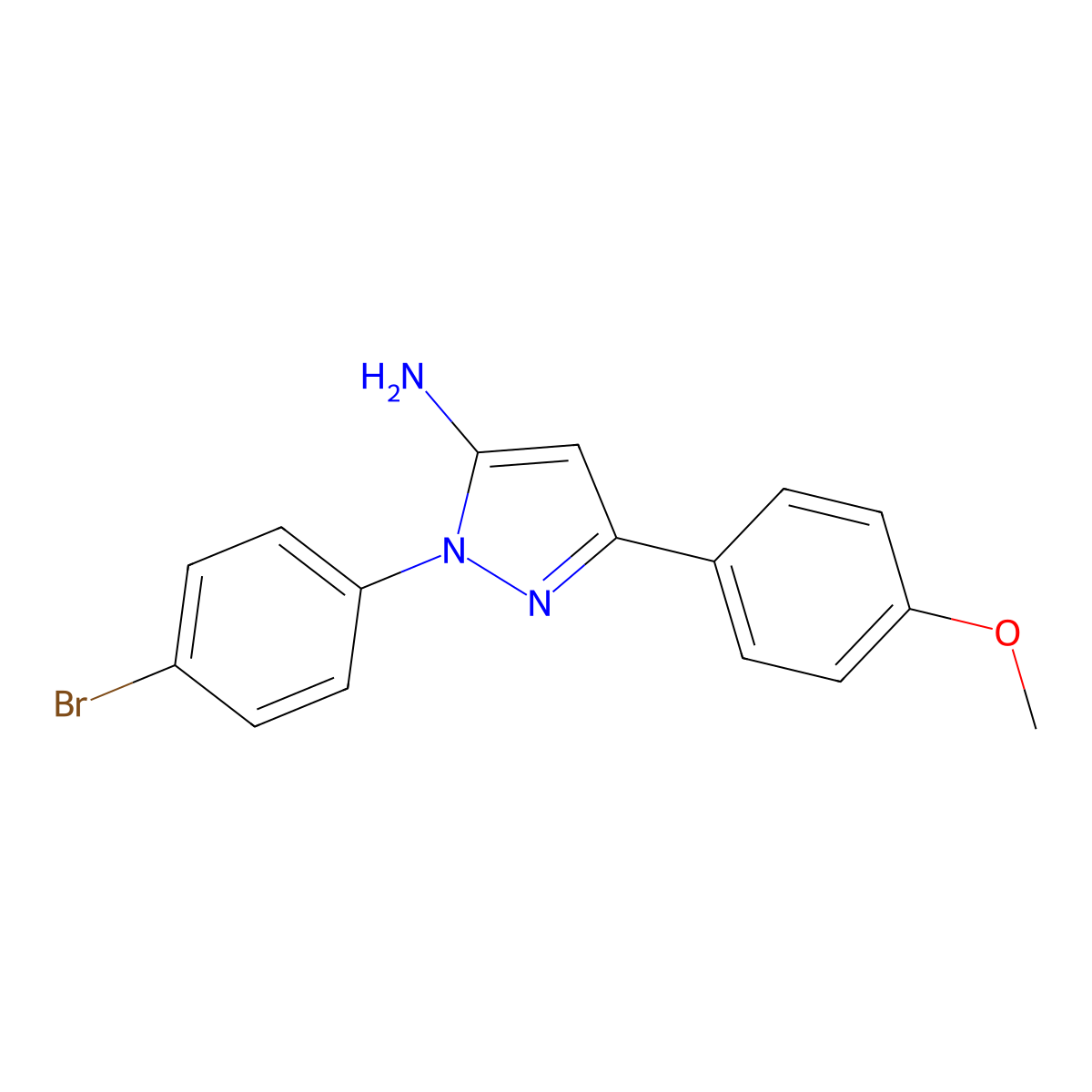 1-(4-Bromophenyl)-3-(4-methoxyphenyl)-1H-pyrazol-5-amine molecular structure, CAS 618098-22-9