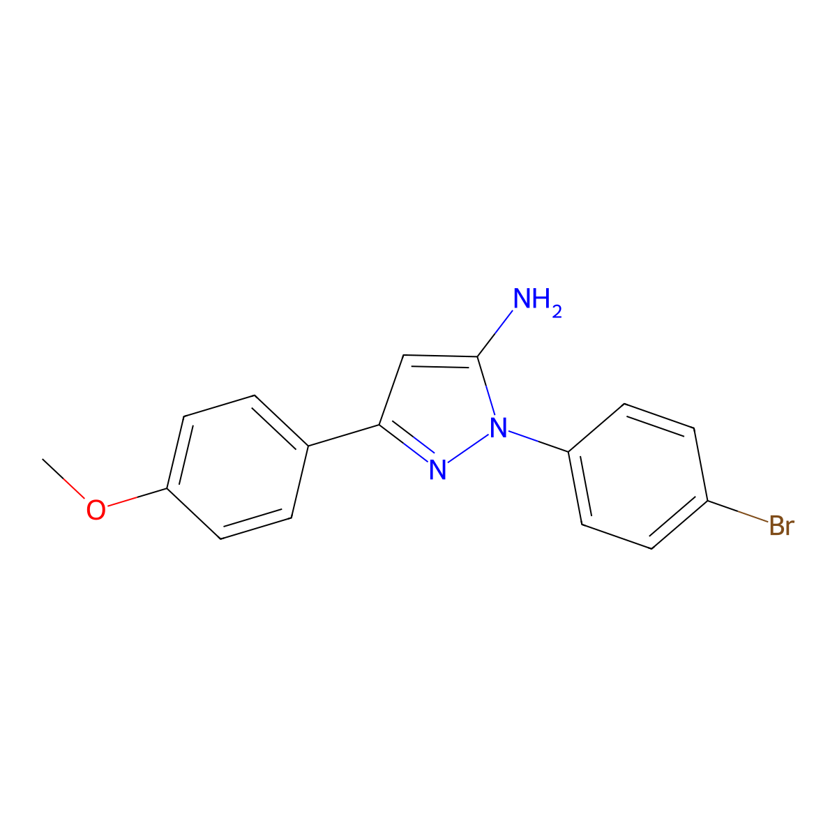1-(4-Bromophenyl)-3-(4-methoxyphenyl)-1H-pyrazol-5-amine molecular structure, CAS 618098-22-9