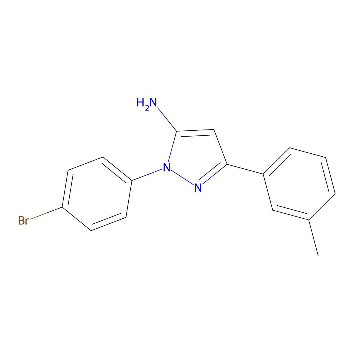 1-(4-Bromophenyl)-3-(3-methylphenyl)-1H-pyrazol-5-amine molecular structure, CAS 618098-23-0