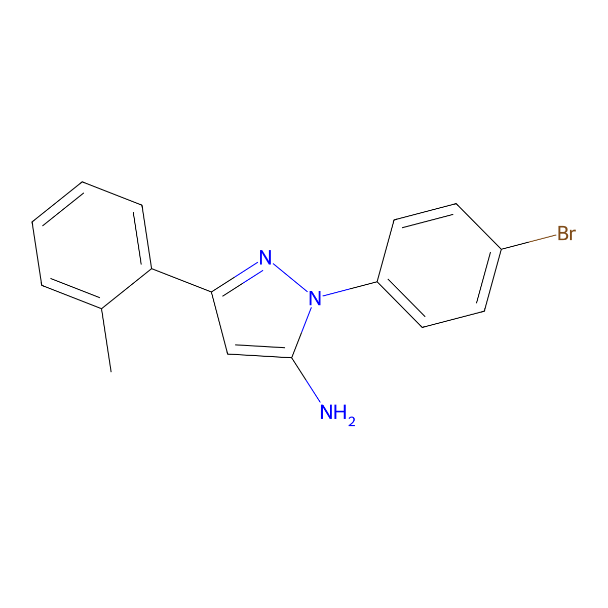 1-(4-Bromophenyl)-3-(2-methylphenyl)-1H-pyrazol-5-amine molecular structure, CAS 618098-24-1