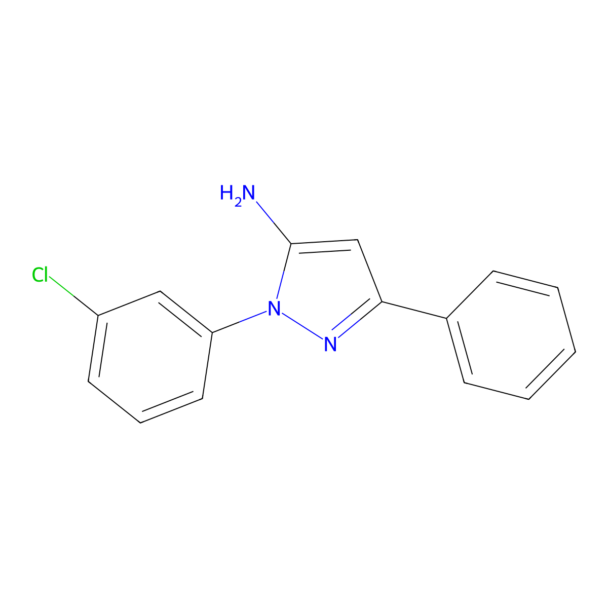 1-(3-Chlorophenyl)-3-phenyl-1H-pyrazol-5-amine molecular structure, CAS 618098-26-3