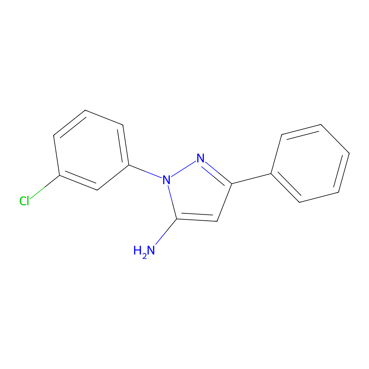 1-(3-Chlorophenyl)-3-phenyl-1H-pyrazol-5-amine molecular structure, CAS 618098-26-3