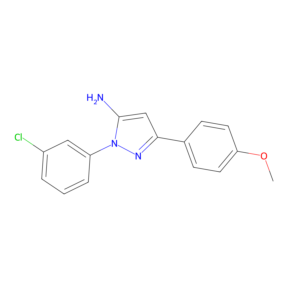 1-(3-Chlorophenyl)-3-(4-methoxyphenyl)-1H-pyrazol-5-amine molecular structure, CAS 618098-31-0