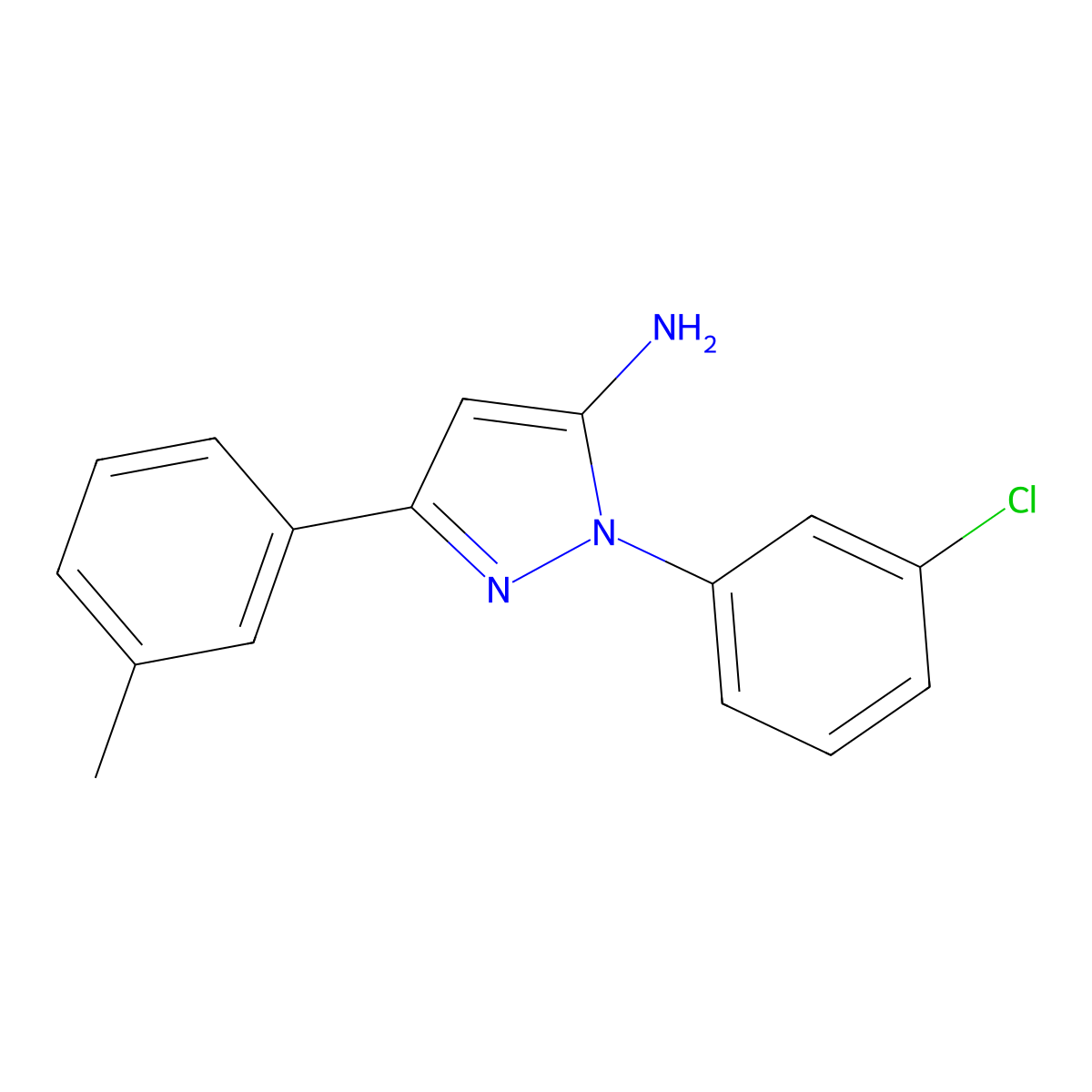 1-(3-Chlorophenyl)-3-(3-methylphenyl)-1H-pyrazol-5-amine molecular structure, CAS 618098-32-1