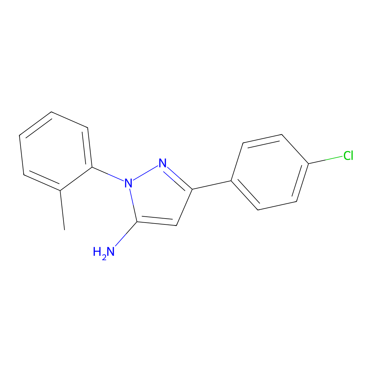 3-(4-Chlorophenyl)-1-(2-methylphenyl)-1H-pyrazol-5-amine molecular structure, CAS 618098-35-4
