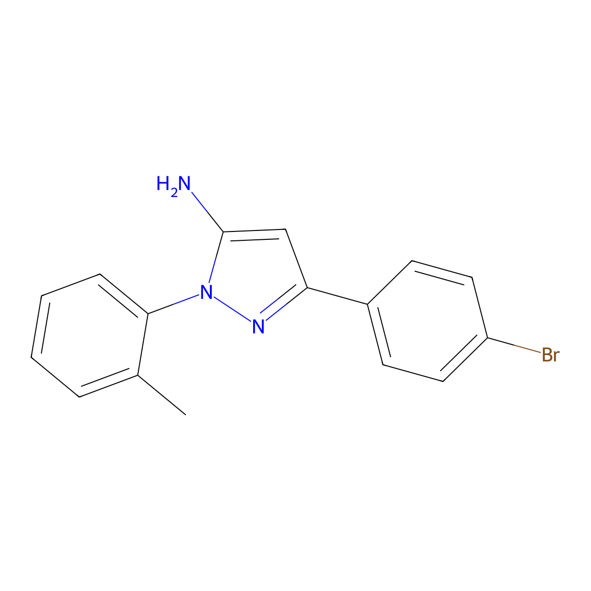 3-(4-Bromophenyl)-1-(2-methylphenyl)-1H-pyrazol-5-amine molecular structure, CAS 618098-36-5