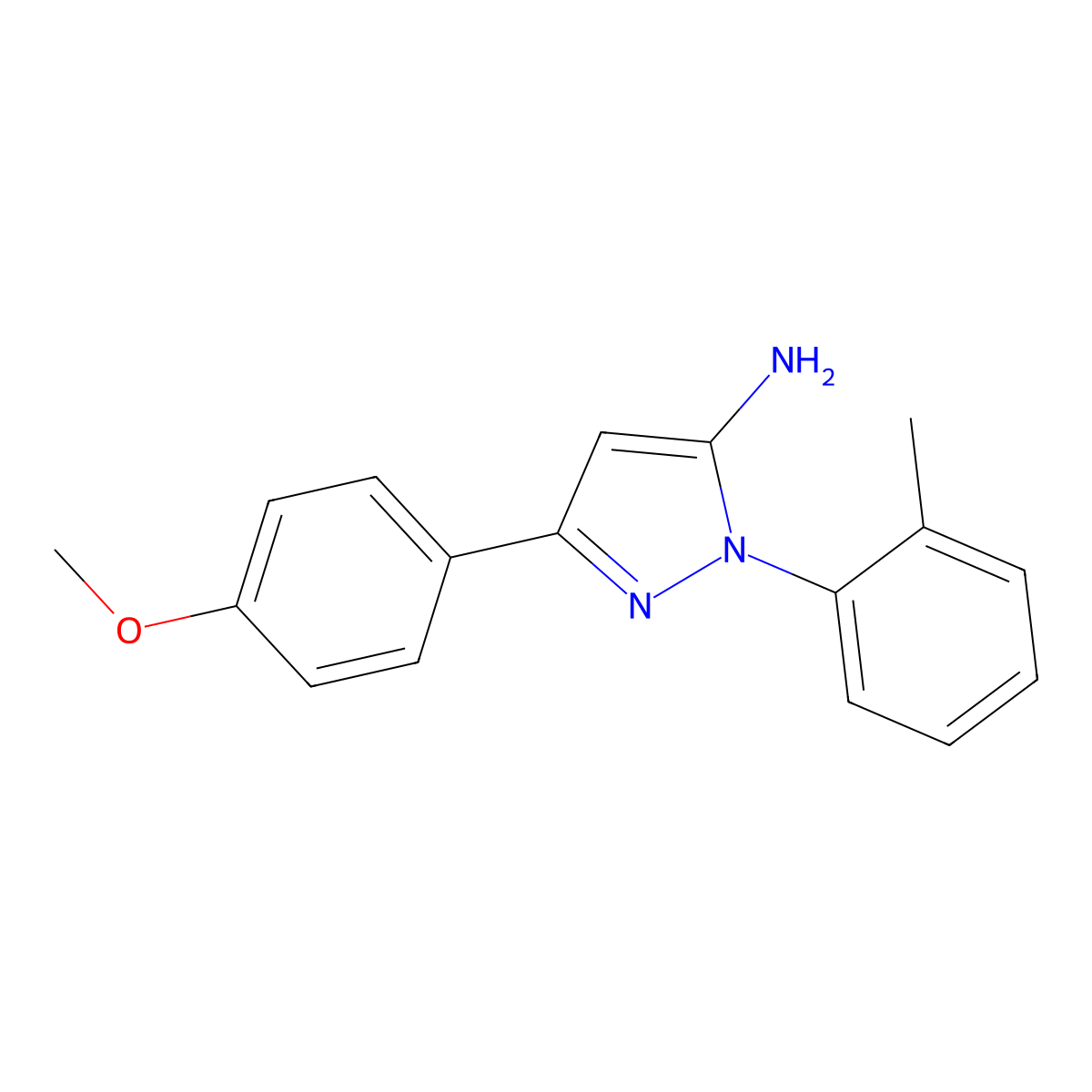 3-(4-Methoxyphenyl)-1-(2-methylphenyl)-1H-pyraole-5-amine molecular structure, CAS 618098-37-6