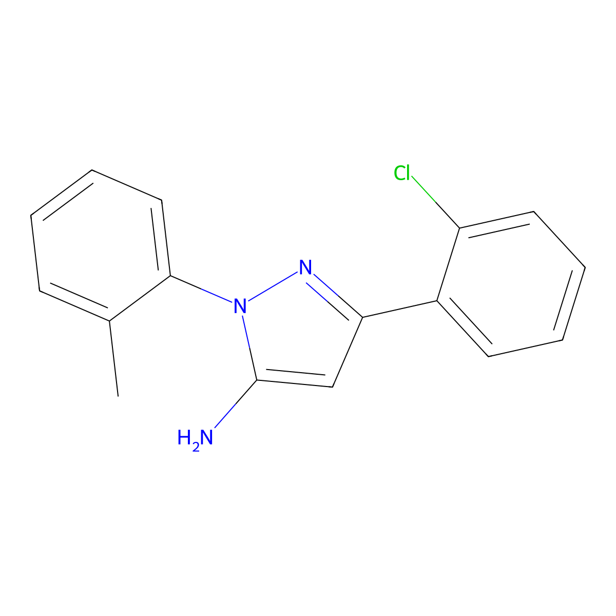3-(2-Chlorophenyl)-1-(2-methylphenyl)-1H-pyrazol-5-amine molecular structure, CAS 618098-40-1