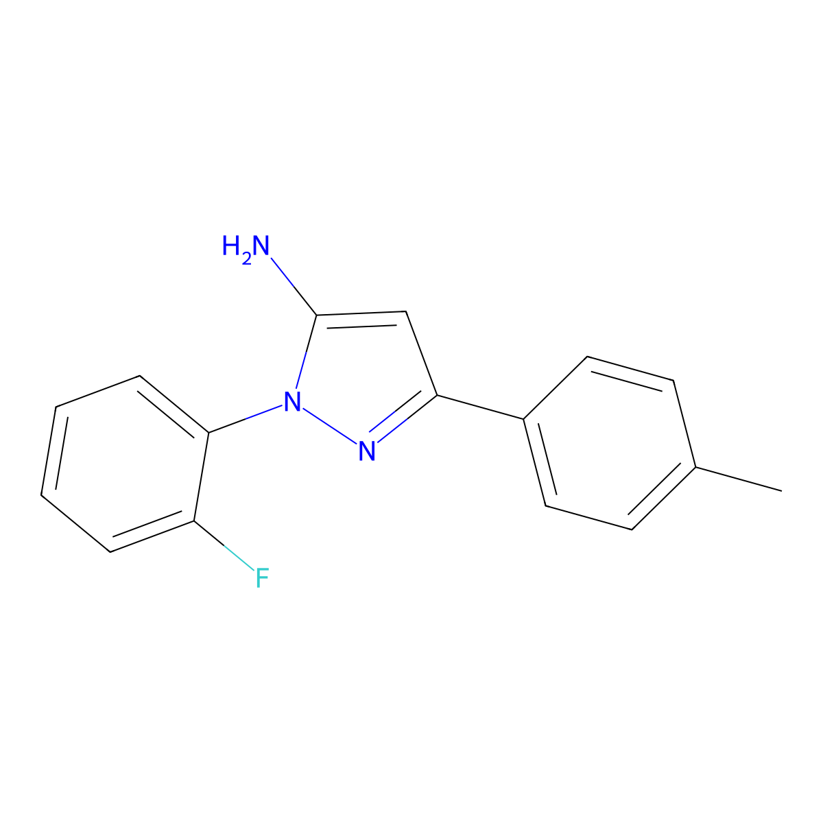 1-(2-Fluorophenyl)-3-(4-methylphenyl)-1H-pyrazol-5-amine molecular structure, CAS 618098-41-2