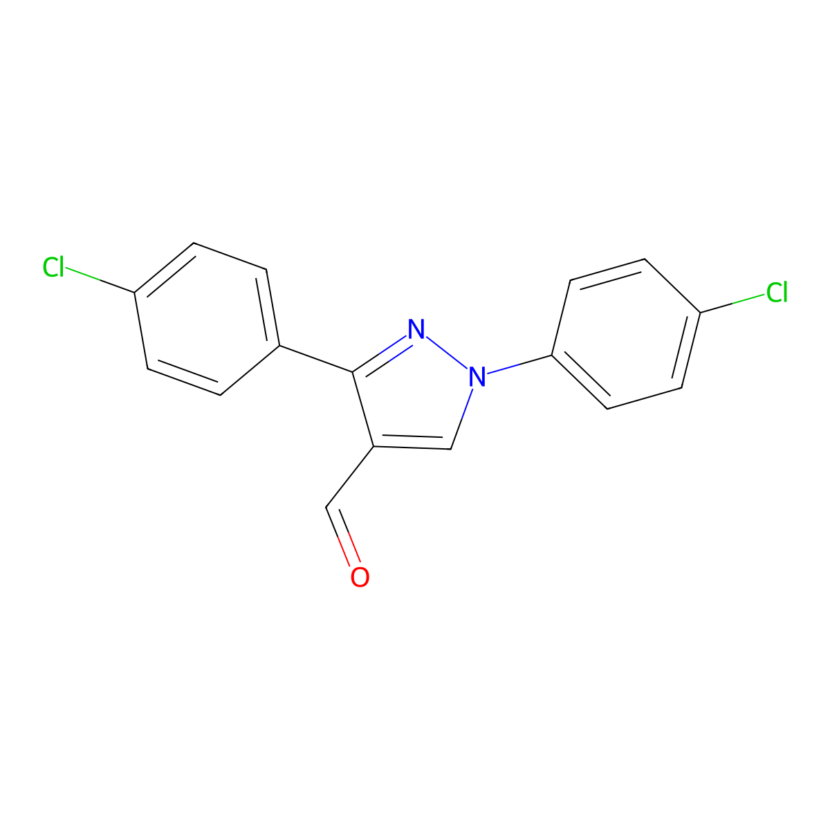 1,3-Bis(4-chlorophenyl)-1H-pyrazole-4-carbaldehyde molecular structure, CAS 618098-48-9