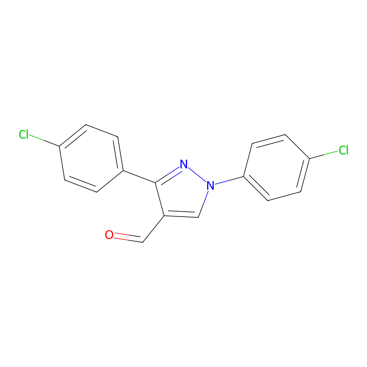 1,3-Bis(4-chlorophenyl)-1H-pyrazole-4-carbaldehyde molecular structure, CAS 618098-48-9