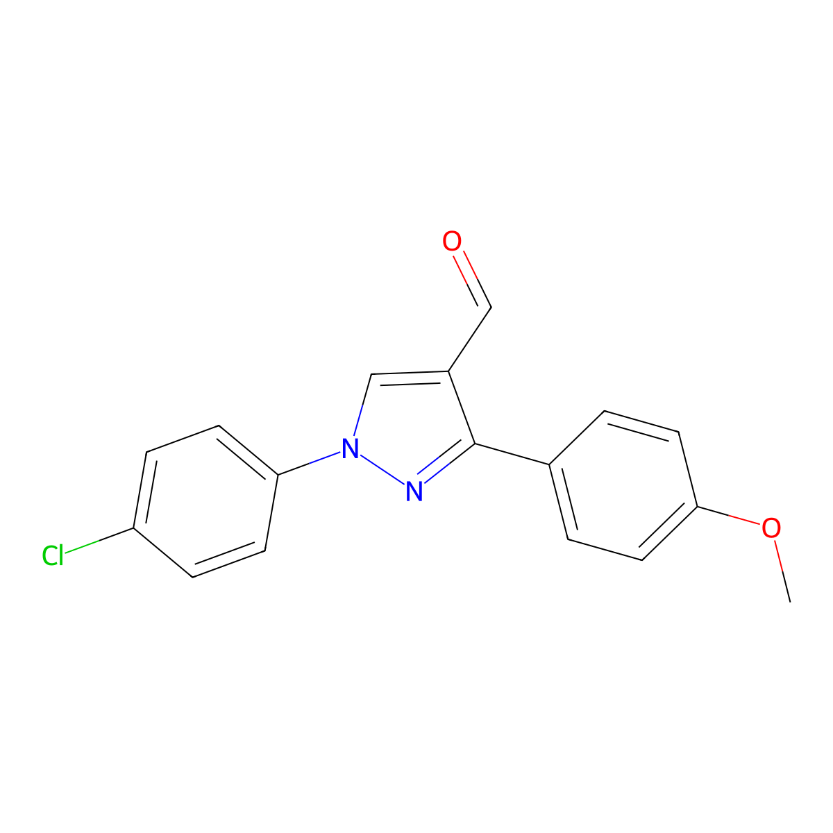 1-(4-Chlorophenyl)-3-(4-methoxyphenyl)-1H-pyrazole-4-carbaldehyde molecular structure, CAS 618098-51-4